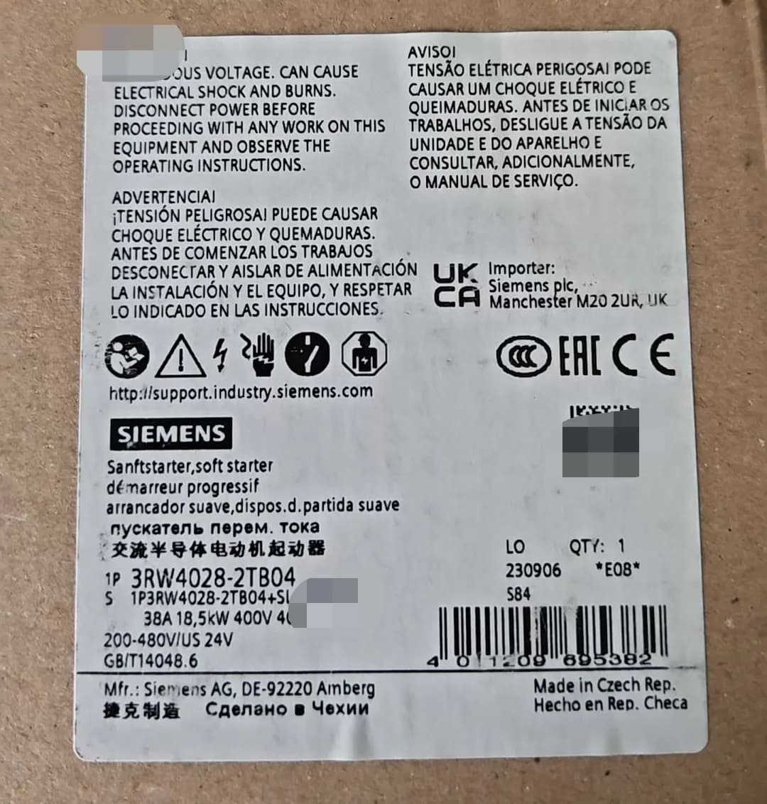 Úplne nový, originálny, továrensky vyrobený softštartér Siemens 3RW4028-2TB04 SOFTSTARTER SIRIUS